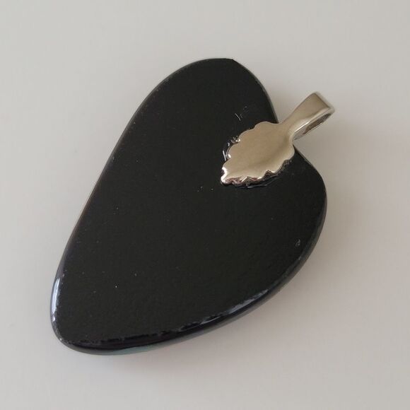 Pendant Dichroic Glass Black Orange Pendant #0031 - Picture 3 of 8